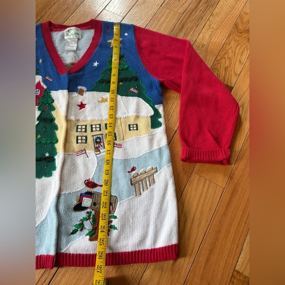 Quacker Factory Christmas Cardigan Sweater Americana Patriotic Angel Flag Size M - Picture 10 of 14